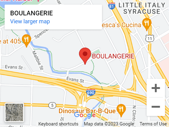 A map of the area with boulangerie on it.
